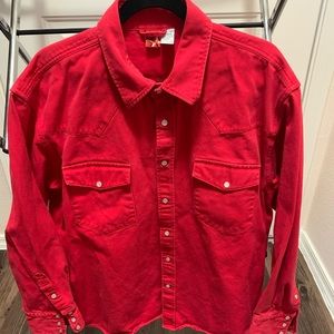 Red Denim Button Up